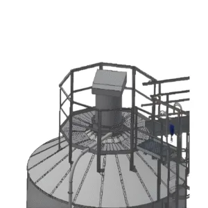 Takplattform runt cyklon/filter för XB silo